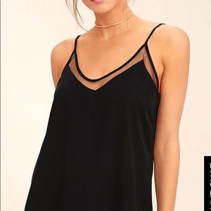Black Tank with Mesh Neckline